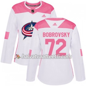 Naisten NHL Columbus Blue Jackets Pelipaita Sergei Bobrovsky 72 Adidas 2017-2018 Valkoinen Vaaleanpunainen Fashion Authentic